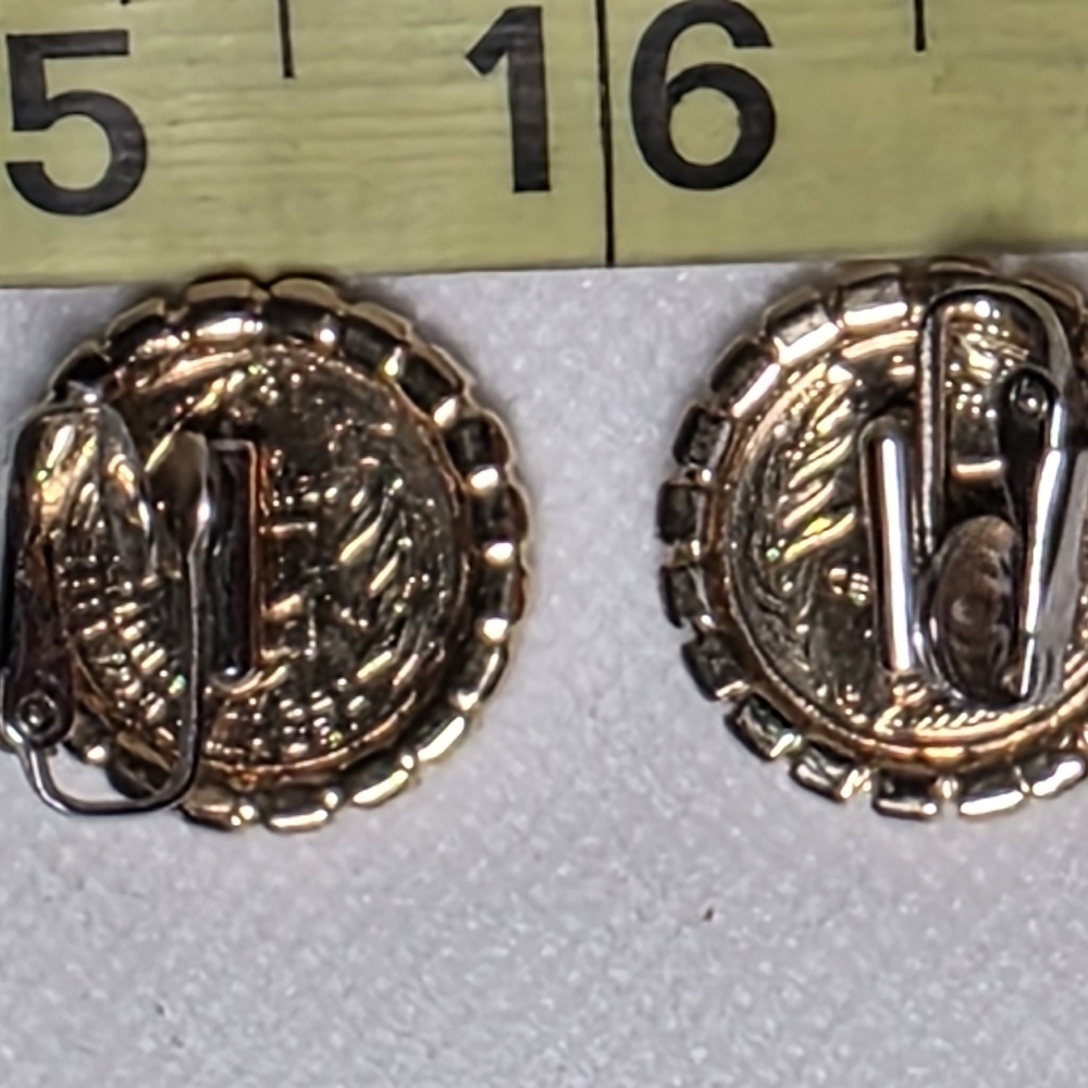 Napoleon Gold Tone Rhinestones Vintage Earrings - Picture 5 of 5
